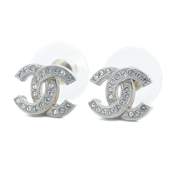 Chanel earrings here mark rhinestone silver P22V - Picture 4 of 4